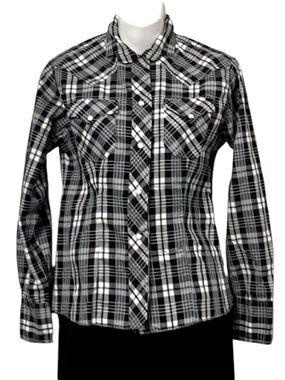 Vintage H Bar C Ranch-wear Plaid Western Style Button Down Snap Closure Shirt S